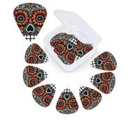 Sugar Skulls Day of the Dead Print Guitar Picks 12 Pack Guitar Plectrums with Storage Box Bass Picks For Acoustic Guitar Bass Electric Ukulele Includes 0.46mm, 0.71mm, 0.96mm