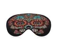 Sugar Skulls Day of The Dead Sleep Mask Eye Mask Travel Eye Cover | Polyester Sleeping Mask Soft Comfortable Night Eye Mask with Adjustable Buckle Eye Shade Cover for Travel Home Office Nap