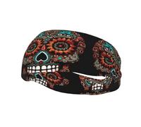 Sugar Skulls Day of The Dead Sports Sweatband Head Bands for Women Men, Lightweight Breathable Non Slip Workout Headbands Hairband for Fitness Running Cycling Hiking Yoga