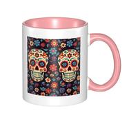 Sugar Skulls - Double Color Ceramic Mug â€“ 11oz Coffee & Tea Drinking Cup with 3D Pattern â€“ Funny Mugs for Cute Gifts