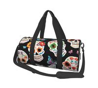 Sugar Skulls Duffle Bag With Shoes Compartment And Adjustable Strap,Foldable Travel Duffel Bags For Men Women,Waterproof Duffel Bags, Black, One Size