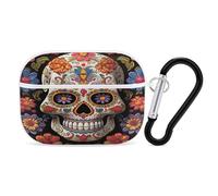 Sugar Skulls Earbuds Organizer Shockproof Protective Airpods Pro Cover with Carabiner Clip Anti Fall Carrying Earphone Case Cover for Airpods Pro 2nd Generation White