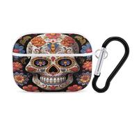Sugar Skulls Earbuds Organizer Shockproof Protective Airpods Pro Cover with Carabiner Clip Anti Fall Carrying Earphone Case Cover for Airpods Pro 2nd Generation White