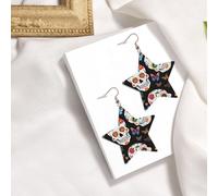Sugar Skulls Elegant Leather Star Earrings-Fashionable And Unique Accessories For Everyday Wear