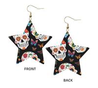 Sugar Skulls Elegant Leather Star Earrings-Fashionable And Unique Accessories For Everyday Wear
