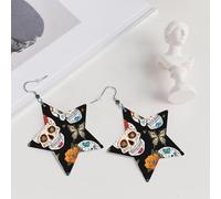 Sugar Skulls Elegant Leather Star Earrings-Fashionable And Unique Accessories For Everyday Wear