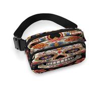 Sugar Skulls Fanny Pack Belt Bag with Adjustable Strap Fashion Waist Bag for Outdoor Sports Hiking, white, 20x13cm, Full Printed Waist Bag