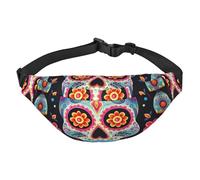 Sugar Skulls Fanny Pack for Men Women Belt Bag Fashion Waist Bag Everywhere Crossbody Bag Wallet Hip Bum Bag with Adjustable Strap Waterproof Chest Bag for Travel Hiking Sports, Black, One Size