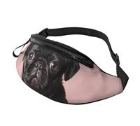 Sugar Skulls Fanny Pack for Women Men Fashion Waist Pack Adjustable Belt Bag for Workout Running Travelling Casual Waist Bag, Cute Black Pug, One Size