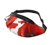 Sugar Skulls Fanny Pack for Women Men Fashion Waist Pack Adjustable Belt Bag for Workout Running Travelling Casual Waist Bag, Poppy Flowers Vivid Petals, One Size