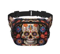 Sugar Skulls Fanny Pack For Women Waterproof Adjustable Belt Bags Waist Pack Fashion Casual Crossbody Bags Bum Bag For Running Workout Hiking Traveling, Black, One Size