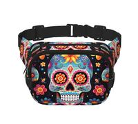 Sugar Skulls Fanny Pack For Women Waterproof Adjustable Belt Bags Waist Pack Fashion Casual Crossbody Bags Bum Bag For Running Workout Hiking Traveling, Black, One Size