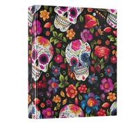 Sugar Skulls Floral 1-1/2 Inch Binders 3 Ring, Durable Basic Binders Holds 200 Sheets Decorative Cute Three Ring Binder for School Office Supplies, 1 Pack