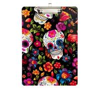 Sugar Skulls Floral Clipboard Cute Clip Board Hardboard Clipboards Standard Size with Low Profile Metal Clip for Women Men Office Supplies