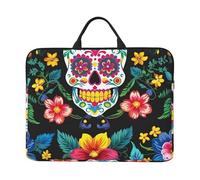 Sugar Skulls Flowers Print Lightweight Laptop Case Sleeve for Office Travel Daily Notebook Protector Bag