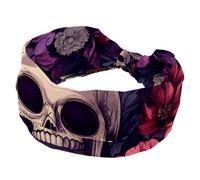 Sugar Skulls in Flower Wreaths Wide Headbands for Women, Yoga Workout Head Bands Wide Elastic Hair Bands for Washing Face Makeup