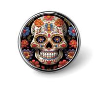 Sugar Skulls Lapel Pin Exquisite Fashion Brooches Personalized Button Badge Novelty Unique Cute Button Pins Round Badge Pin Metal Brooch Pins for Backpack Bags Jacket