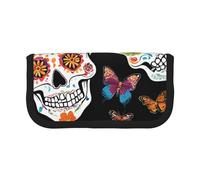 Sugar Skulls Large Capacity Canvas Pencil Case, Sturdy and Durable, Easy to Store in an Orderly Manner
