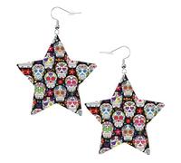 Sugar Skulls Leather Star Shaped Earrings Fashion Accessories Lightweight Festivals Parties Everyday Life