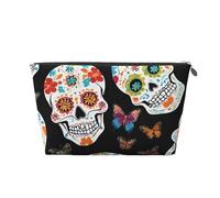 Sugar Skulls Leather Travel Wash Bag, A Fashionable and Practical Makeup Organizer