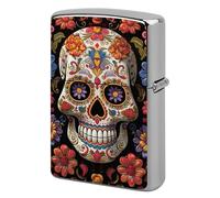 Sugar Skulls Lighter Case Pouch Double-Sided Metal Lighter Sleeve Scratch & Drop Resistant Lighters Protector Fits Standard Kerosene Lighters Pocket Protective Cover for Camping Party