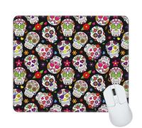 Sugar Skulls Mouse Pad, Day of The Dead Rectangle Waterproof Mouse Mat, Non-Slip Rubber Base Durable Stitched Edges Computer Mousepad for Gaming Home Office Wireless Mouse 9.4"x7.9"