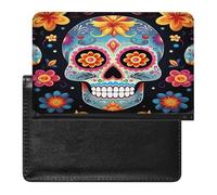 Sugar Skulls Passport Holder Cover Passport Cover Protector Essentials with Credit Card Slots Slim Travel Wallet Covers Documents Organizer Protector for Man&Women