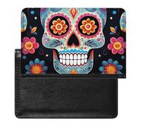 Sugar Skulls Passport Holder Unisex-adult Waterproof Travel Passport Cover Wallet Card Case Documents Organizer Protector Holder