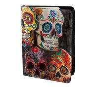 Sugar Skulls Print 5.5 Inch Passport For Men And Women Lightweight Stylish Travel Document Wallet, Black, One Size