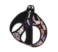 Sugar Skulls Print Adjustable Harness Leash Set For Cats And Dogs, Soft Breathable Kitten Puppy Mesh Vest With Reflective Design, Escape-Proof Lead For Small Pets Walking Training