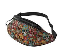 Sugar Skulls Print Bum Bag Waist Fanny Pack,Adjustable Waist Bag for Women Men