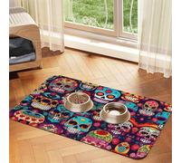 Sugar Skulls Print Cat Food Mat Pet Feeding Mat for Floor Pet Supplies Dog Water Bowl Mat Dog Essentials