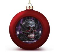 Sugar Skulls Print Christmas Ornaments Balls Shatterproof Large Xmas Tree Decorations Balls Red Decorative Hanging Ball for Farmhouse Home Fireplace Decor Holiday Party Favors