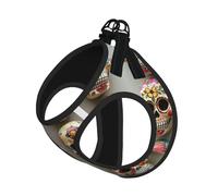 Sugar Skulls Print Dog Harness Reflective Pet Vest Harness Puppy Harnesses Leash Set,For Walking Training