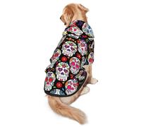 Sugar Skulls Print Dog Hoodie Pet Sweatshirt, Warm, Soft And Breathable Hooded Clothes For Medium To Large Dogs, Easy-To-Wear Design, For Winter And Fall