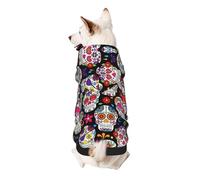 Sugar Skulls Print Dog Hoodie Sweatshirt For Small Dogs, Warm, Soft And Breathable Pet Clothes, Easy To Wear Jumper For Winter And Fall Warm