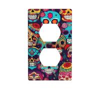 Sugar Skulls Print Duplex Device Receptacle Wall Plate Electrical Switch Plate Outlet Cover.