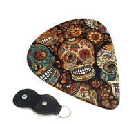 Sugar Skulls Print Guitar Picks 6-Pack - Pick Set (0.46mm / 0.71mm / 0.96mm) Suitable For Guitar And Ukulele Playing