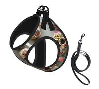 Sugar Skulls Print Harness Leash Set For Cat Dog, Reflective Adjustable Escape-Proof Vest Lead With Soft Breathable Mesh, For Small Pets And Kitten Puppy