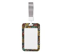 Sugar Skulls Print Id Badge Holder with Detachable Neck Strap, Waterproof Vertical Name Card Holders, for Nurse Students Teachers Staff
