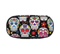 Sugar Skulls Print Pencil Pouch for Kids Fun Pencil Case Pouch for Girls Large Pen Case with Zipper, Portable Pencil Bag Holder for School Sudent Teacher Stationery