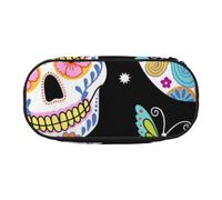 Sugar Skulls Print Pencil Pouch for Kids Fun Pencil Case Pouch for Girls Large Pen Case with Zipper, Portable Pencil Bag Holder for School Sudent Teacher Stationery