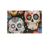 Sugar Skulls Print Placemats Set of 6, Heat Resistant Table Mats Washable Reusable for Dining, Kitchen, Coffee Dates, Wedding & Outdoor Use