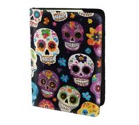 Sugar Skulls Print Print 5.5 Inch Passport For Men And Women Lightweight Stylish Travel Document Wallet, Black, One Size