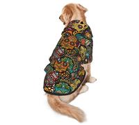 Sugar Skulls Print Print Dog Hoodie For Medium To Large Dogs, Warm, Soft, Breathable Sweatshirt, Easy To Wear Jumper For Winter And Fall, Pet Coat Pullover