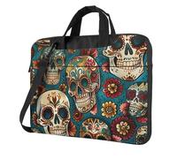Sugar Skulls Print Printed Laptop Bag for 13 inch Laptops - Ultra-Thin Shockproof Laptop Shoulder Bag with Shoulder Strap and Handle