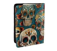 Sugar Skulls Print Printed Passport Holder - 6.5 x 4.5 Inch RFID Blocking Travel Wallet,Stylish Passport Cover,Lightweight Document Organizer for Cards