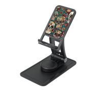 Sugar Skulls Print Prints Rotating Cell Phone Stand with 360° Swivel Base - Foldable Square Desk Phone Holder for iPhone 16 15 14 13 12 11,All Phones,Black