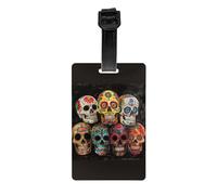 Sugar Skulls Print PVC Luggage Tag Versatile ID Holder for Strollers and Bags Practical Travel Accessory Multi-Use
