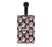 Sugar Skulls Print Retro PVC Luggage Tag Durable Travel ID Holder for Suitcase Vintage Style Baggage Tag